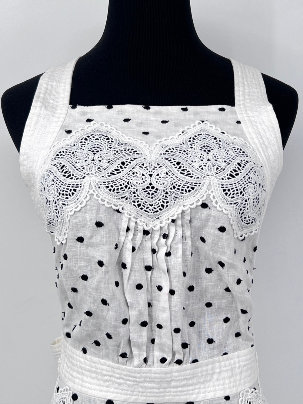 Zimmermann black white linen polka-dot apron midi dress size 1 - Picture 7 of 13